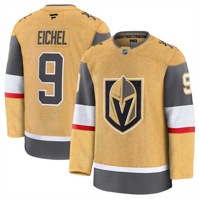 Mens Vegas Golden Knights #9 Jack Eichel Gold 2024-25 Home Stitched Hockey Jersey Dzhi->vegas golden knights->NHL Jersey